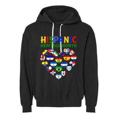 Happy National Hispanic Heritage Month All Countries Heart Garment-Dyed Fleece Hoodie