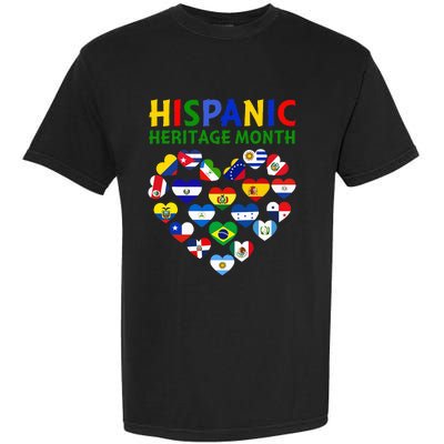 Happy National Hispanic Heritage Month All Countries Heart Garment-Dyed Heavyweight T-Shirt