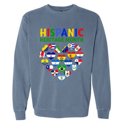 Happy National Hispanic Heritage Month All Countries Heart Garment-Dyed Sweatshirt