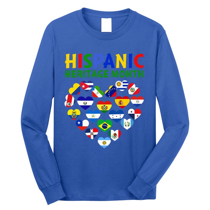 Happy National Hispanic Heritage Month All Countries Heart Long Sleeve Shirt