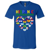 Happy National Hispanic Heritage Month All Countries Heart V-Neck T-Shirt