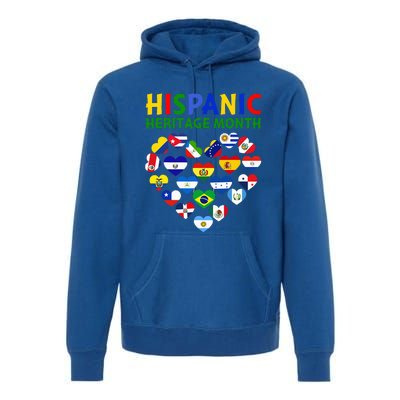 Happy National Hispanic Heritage Month All Countries Heart Premium Hoodie