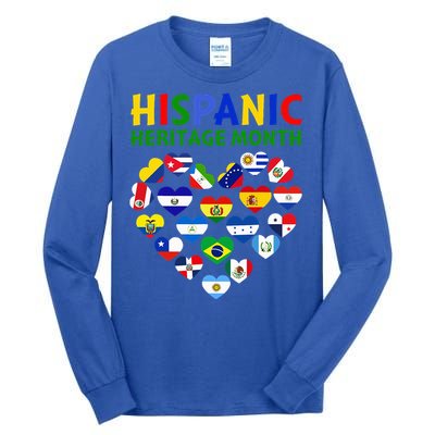 Happy National Hispanic Heritage Month All Countries Heart Tall Long Sleeve T-Shirt