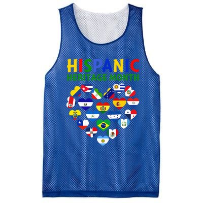 Happy National Hispanic Heritage Month All Countries Heart Mesh Reversible Basketball Jersey Tank