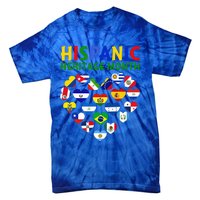 Happy National Hispanic Heritage Month All Countries Heart Tie-Dye T-Shirt