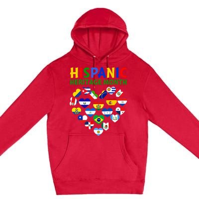 Happy National Hispanic Heritage Month All Countries Heart Premium Pullover Hoodie