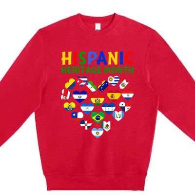 Happy National Hispanic Heritage Month All Countries Heart Premium Crewneck Sweatshirt