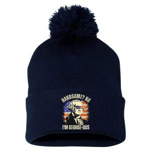 Handsome No IM Georgeous George Washington 4th Of July 1776 Pom Pom 12in Knit Beanie