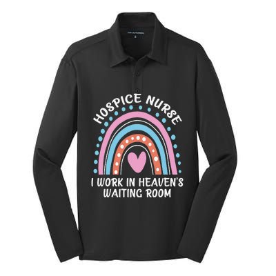 Hospice Nurse I Work In Heaven's Waiting Room Nursing Day Silk Touch Performance Long Sleeve Polo