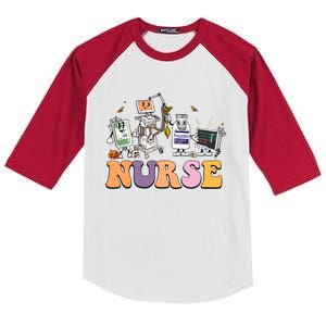 Halloween Nurse Icu Nicu Nurse Er Rn Picu Nursing Kids Colorblock Raglan Jersey