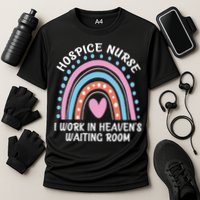 Hospice Nurse I Work In Heavens Waiting Room Nursing Day Cooling Performance Crew T-Shirt