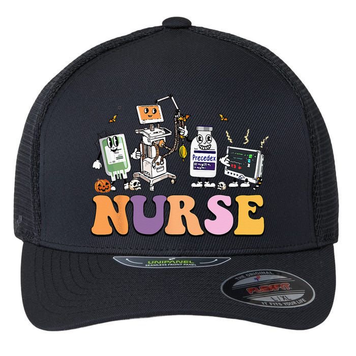 Halloween Nurse Icu Nicu Nurse Er Rn Picu Nursing Flexfit Unipanel Trucker Cap