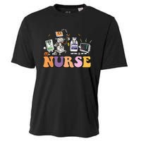 Halloween Nurse Icu Nicu Nurse Er Rn Picu Nursing Cooling Performance Crew T-Shirt