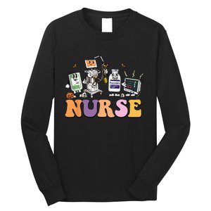 Halloween Nurse Icu Nicu Nurse Er Rn Picu Nursing Long Sleeve Shirt