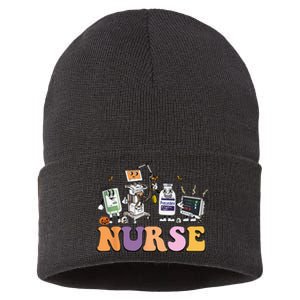 Halloween Nurse Icu Nicu Nurse Er Rn Picu Nursing Sustainable Knit Beanie