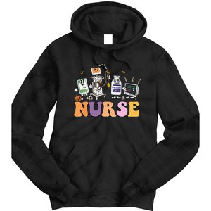 Halloween Nurse Icu Nicu Nurse Er Rn Picu Nursing Tie Dye Hoodie