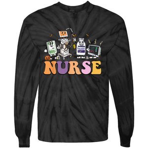 Halloween Nurse Icu Nicu Nurse Er Rn Picu Nursing Tie-Dye Long Sleeve Shirt