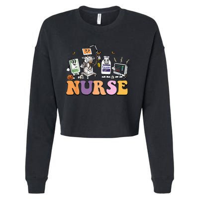 Halloween Nurse Icu Nicu Nurse Er Rn Picu Nursing Cropped Pullover Crew