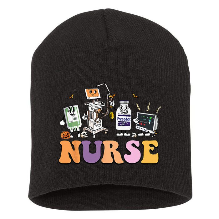 Halloween Nurse Icu Nicu Nurse Er Rn Picu Nursing Short Acrylic Beanie