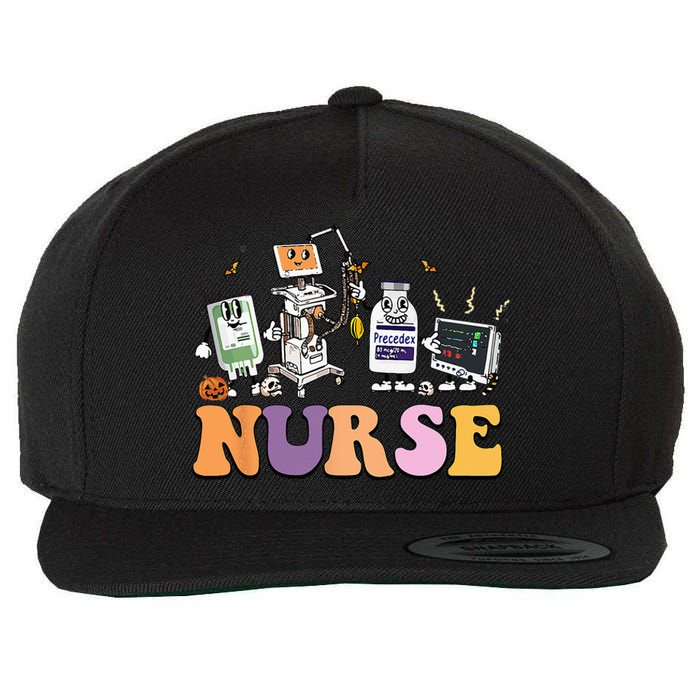 Halloween Nurse Icu Nicu Nurse Er Rn Picu Nursing Wool Snapback Cap