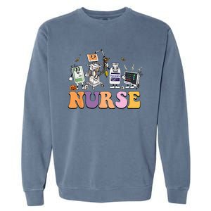 Halloween Nurse Icu Nicu Nurse Er Rn Picu Nursing Garment-Dyed Sweatshirt