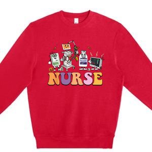 Halloween Nurse Icu Nicu Nurse Er Rn Picu Nursing Premium Crewneck Sweatshirt