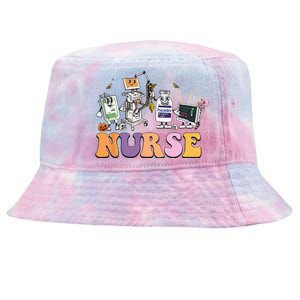 Halloween Nurse Icu Nicu Nurse Er Rn Picu Nursing Tie-Dyed Bucket Hat