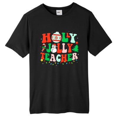 Holly N Jolly Santa Christmas Teacher Life Cute Xmas Holiday Tall Fusion ChromaSoft Performance T-Shirt