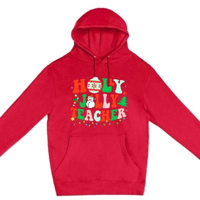 Holly N Jolly Santa Christmas Teacher Life Cute Xmas Holiday Premium Pullover Hoodie