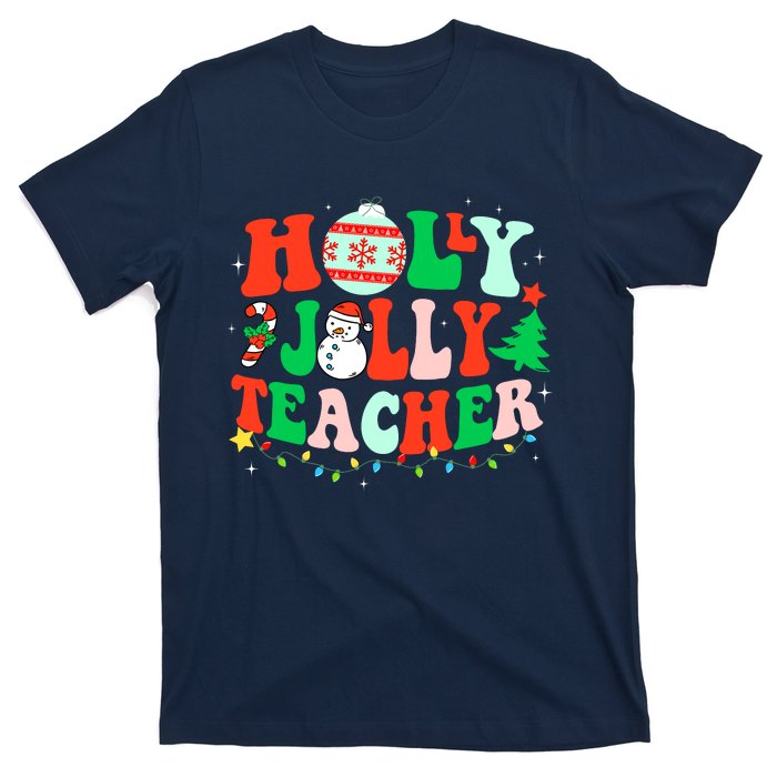 Holly N Jolly Santa Christmas Teacher Life Cute Xmas Holiday T-Shirt