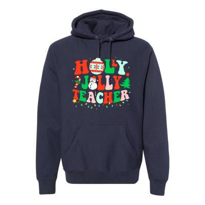 Holly N Jolly Santa Christmas Teacher Life Cute Xmas Holiday Premium Hoodie