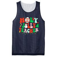 Holly N Jolly Santa Christmas Teacher Life Cute Xmas Holiday Mesh Reversible Basketball Jersey Tank