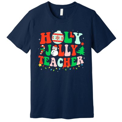 Holly N Jolly Santa Christmas Teacher Life Cute Xmas Holiday Premium T-Shirt