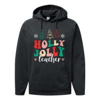 Holly N Jolly Santa Christmas Teacher Funny Xmas Performance Fleece Hoodie