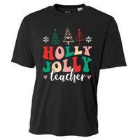 Holly N Jolly Santa Christmas Teacher Funny Xmas Cooling Performance Crew T-Shirt