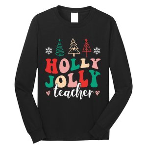 Holly N Jolly Santa Christmas Teacher Funny Xmas Long Sleeve Shirt