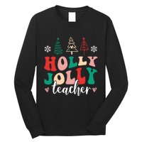 Holly N Jolly Santa Christmas Teacher Funny Xmas Long Sleeve Shirt