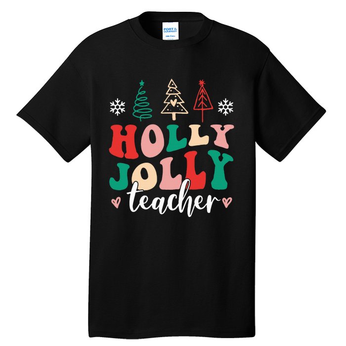 Holly N Jolly Santa Christmas Teacher Funny Xmas Tall T-Shirt