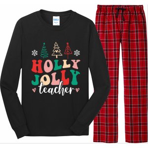 Holly N Jolly Santa Christmas Teacher Funny Xmas Long Sleeve Pajama Set