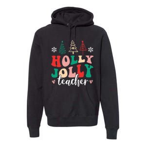 Holly N Jolly Santa Christmas Teacher Funny Xmas Premium Hoodie