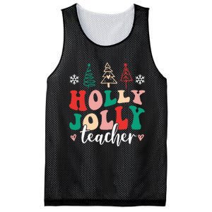 Holly N Jolly Santa Christmas Teacher Funny Xmas Mesh Reversible Basketball Jersey Tank