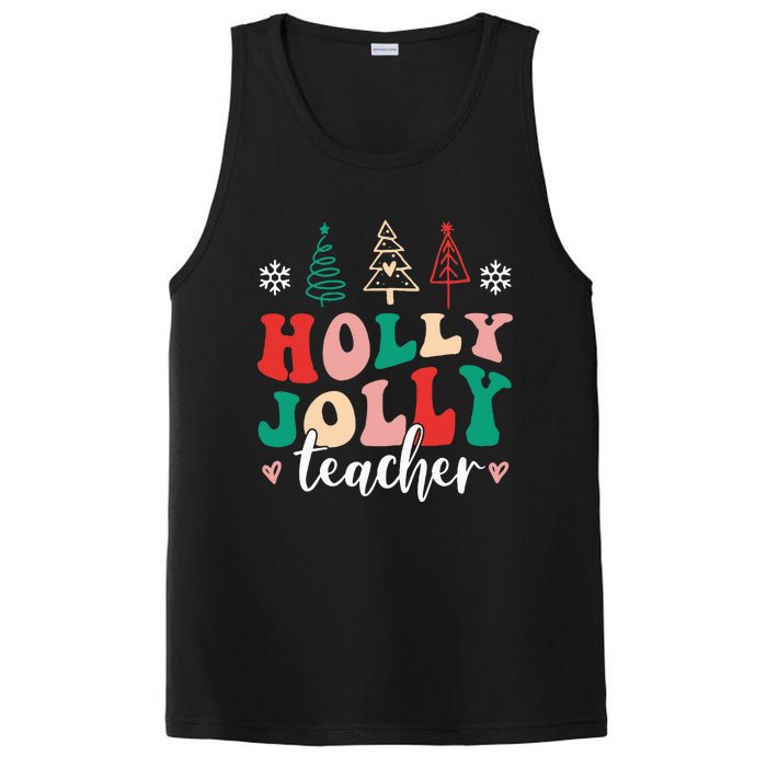 Holly N Jolly Santa Christmas Teacher Funny Xmas PosiCharge Competitor Tank