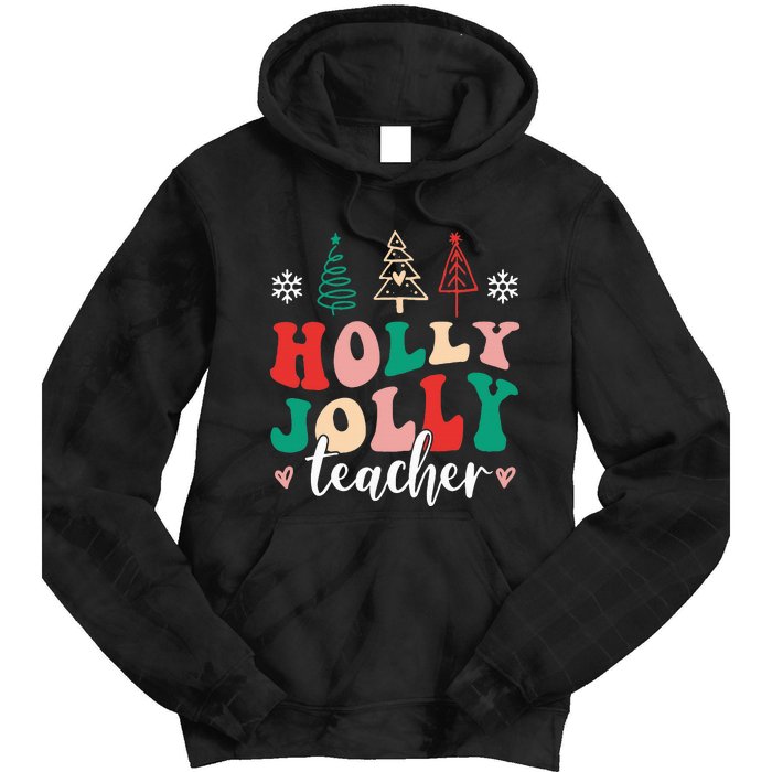 Holly N Jolly Santa Christmas Teacher Funny Xmas Tie Dye Hoodie