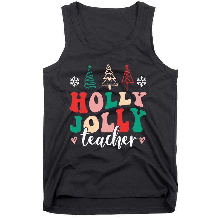 Holly N Jolly Santa Christmas Teacher Funny Xmas Tank Top