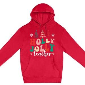 Holly N Jolly Santa Christmas Teacher Funny Xmas Premium Pullover Hoodie