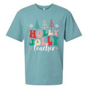 Holly N Jolly Santa Christmas Teacher Funny Xmas Sueded Cloud Jersey T-Shirt