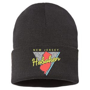 Hoboken New Jersey Retro Triangle Nj City Sustainable Knit Beanie