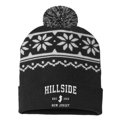 Hillside New Jersey Nj Vintage Established Sports Design USA-Made Snowflake Beanie