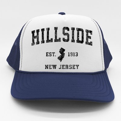 Hillside New Jersey Nj Vintage Established Sports Design Trucker Hat