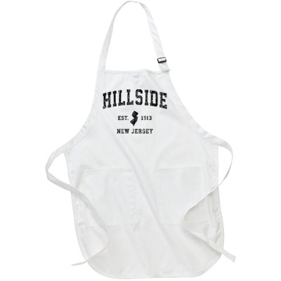 Hillside New Jersey Nj Vintage Established Sports Design Full-Length Apron With Pockets